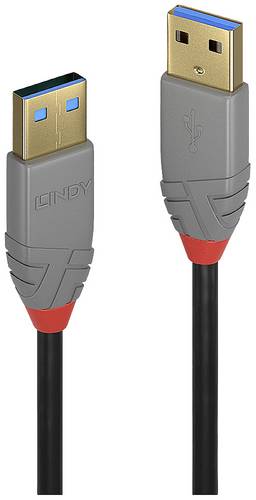LINDY USB-Kabel USB 3.2 Gen1 USB-A Stecker, USB-A Stecker 3.00 m Schwarz, Grau 36753