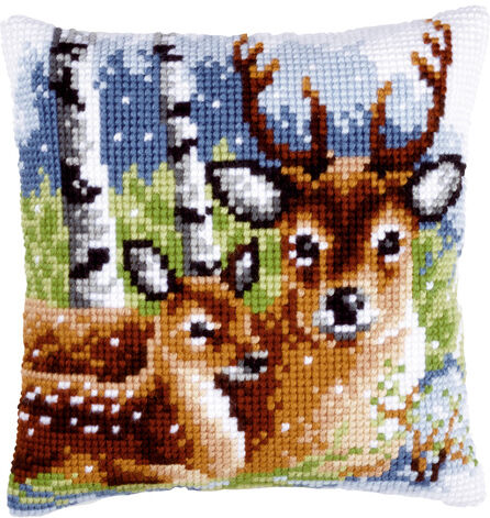 Kreuzstichkissen "Reh & Kitz"