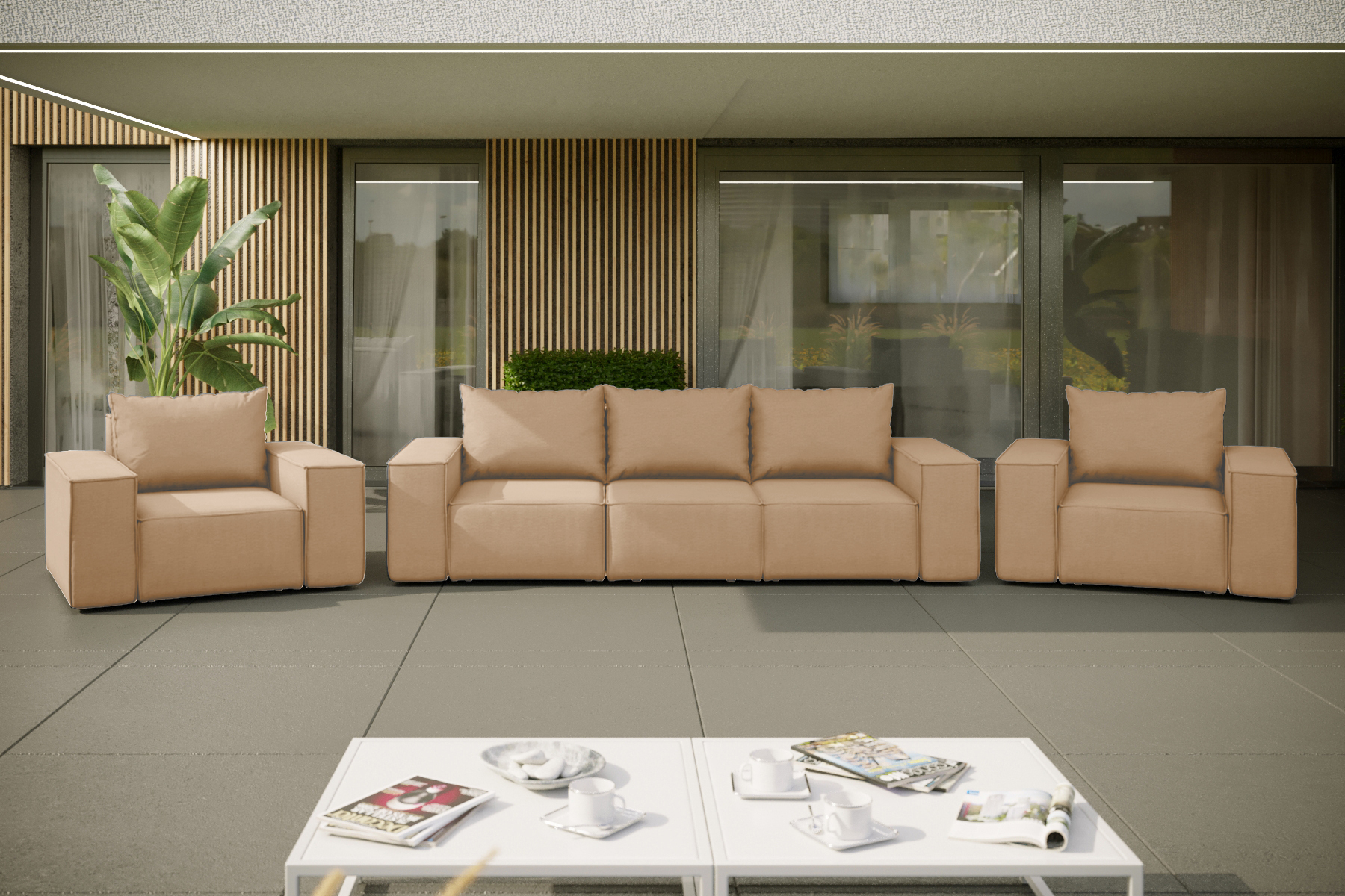 Kaiser Möbel Gartenmöbel set 3+1+1 für den Garten, Terrasse, gartenmöbel lounge set SONNE EXCLUSICVE Capucino