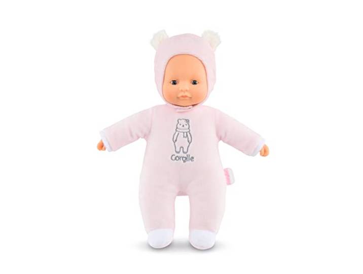 Corolle 9000100440 - Mon Doudou Sweetheart, roze beer, zacht lichaam pop met kap, naamlabel, vanille geur, 30cm, Geschikt voor kinderen vanaf 9 maanden.