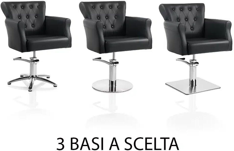 Xanitalia Poltrona da parrucchiere in sky ecopelle nero HAIR THRONE BASE TONDA