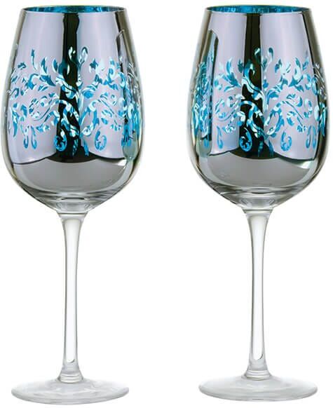 Artland Filigree Wine Glasses Blue Set of 2