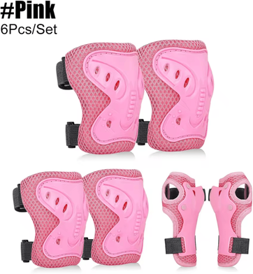 Inspire Curations Kids Knee Elbow Pads And Wrist Guards Set For Cycling Skating And Outdoor Sports pink 6pcs