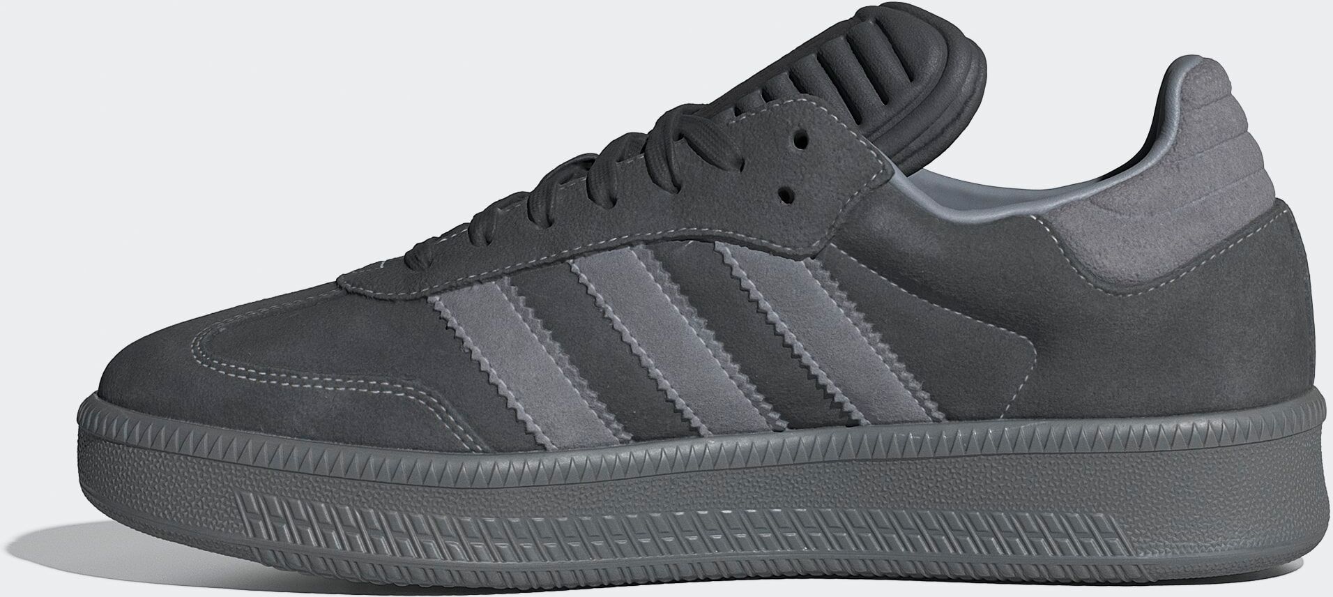Sneaker ADIDAS ORIGINALS "SAMBA XLG", Gr. 45, grau (carbon, grau, grau), Leder, Textil, Schuhe Sneaker carbon, grau, grau 45