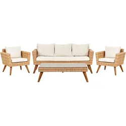 LOUNGE-SET 5-sitzer PE Rattan Cremeweiß Vittoria