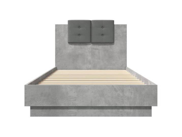 Cadre de lit - SALUTUYA - QPI09204 - 100x200 cm - Gris béton - Tête de lit rembourrée
