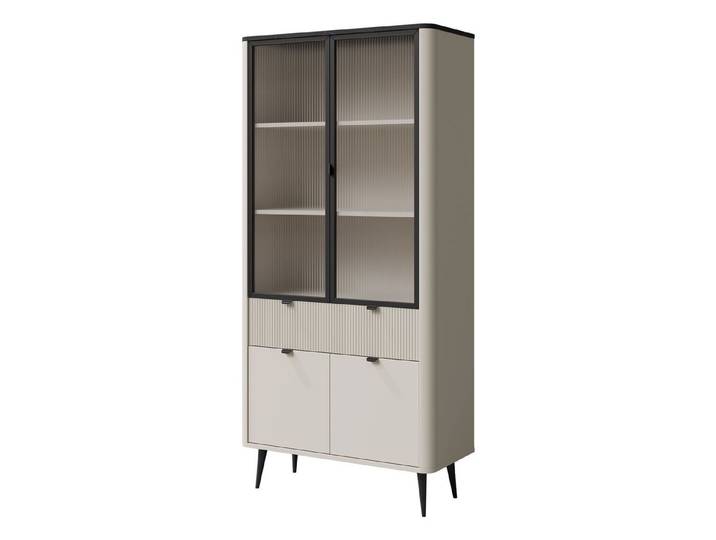 MIRJAN24 Vitrine Marly 1SD2W RE02 (mit vier Drehtüren und Schublade) Fronten mit gehärtetem Glas