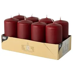 Starpak 8 Stumpenkerzen Ø 50 mm · 100 mm bordeaux