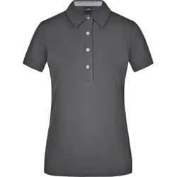 James & Nicholson Damen Karo-Kragen Piqué Polo JN969 graphite (solid)/graphite (solid)/white L