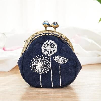 Discount Dollar Deals Flowers Bird Embroidered Coin Purse Wallet, Mobile Phone Bags Kit, Handmade DIY Clutch Bag j