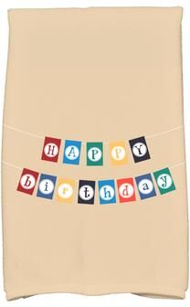 E by Design 18 x 30-inch, Happy Birthday, Holiday Word Print Kitchen Towel