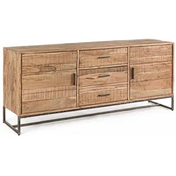 Sideboard Elmer aus Akazienholz, modern skandinavisch, Natur, 175 cm, Metallgestell