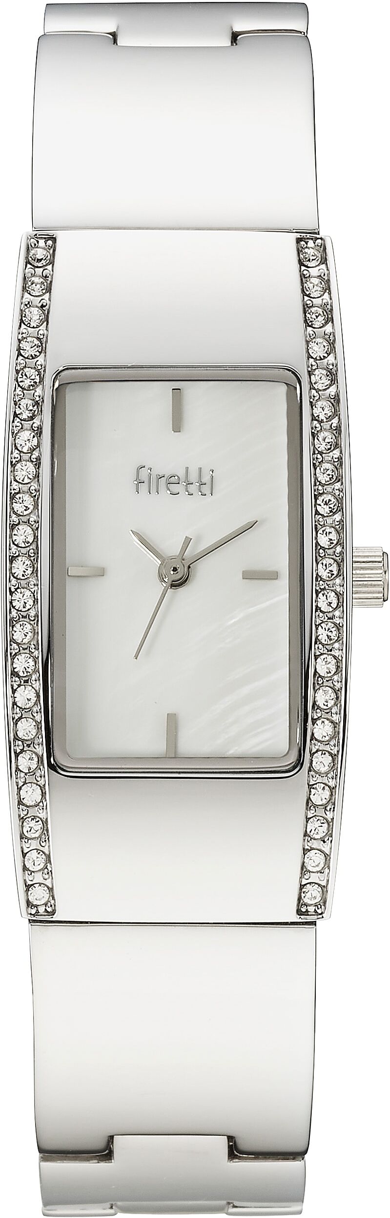 Quarzuhr FIRETTI "Icon Base Line", silber (silberfarben, perlmuttfarben, weiß), Armbanduhren, Damen, Quarzuhr, Armbanduhr, Damenuhr, analog, Swarovski-Kristalle