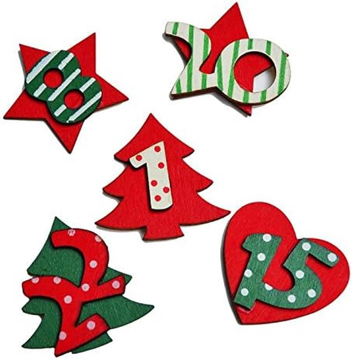 Advent Kalender Cijfers - 24 Stuks Houten Stickers voor DIY Knutselen - Houtkleur
