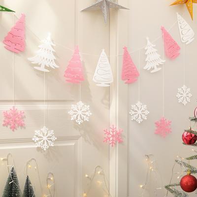 Christmas Party Background Banner, Cartoon Snowflake Decoration Set olive