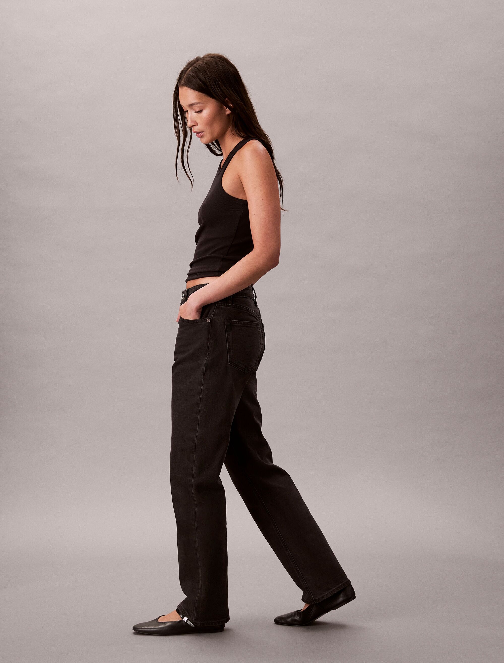 Calvin Klein "HGH RS STRGHT CK ESS" Mit Gürtelschlaufen ck essential schwarz 32, Länge 34