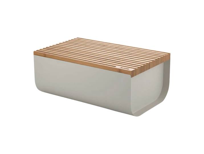Brotkasten Mattina, Alessi, weiss/bambusfarbig, HolzHolz/Metall