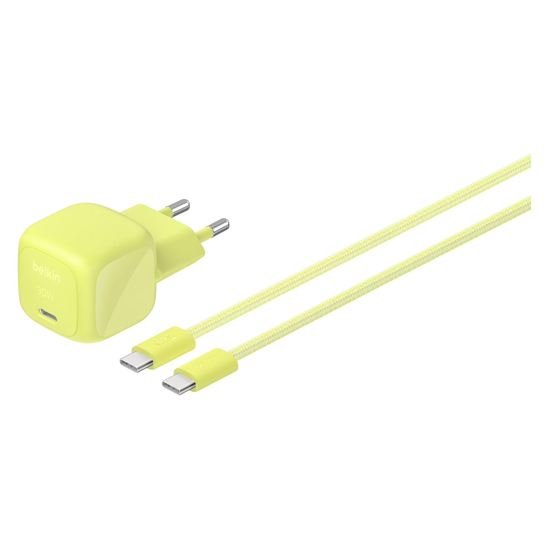 Belkin BOOST Charge USB-C/USB-C 30WLad.PD,ci+Kab.WCA008kq2MGR-B6 (30 W, 1 Port) (WCA008KQ2MGR-B6)