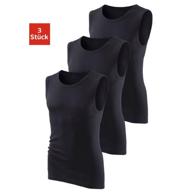 Muscleshirt H.I.S, Herren, Gr. 3 (XS), schwarz, Feinripp, Obermaterial: 100% Baumwolle, unifarben, Basic, figurbetont normal, Rundhals, eingefasste Kante, Shirts, aus weicher Feinripp-Qualität