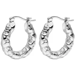 PAUL VALENTINE - AMALFI MOLTEN HOOP EARRINGS - silber
