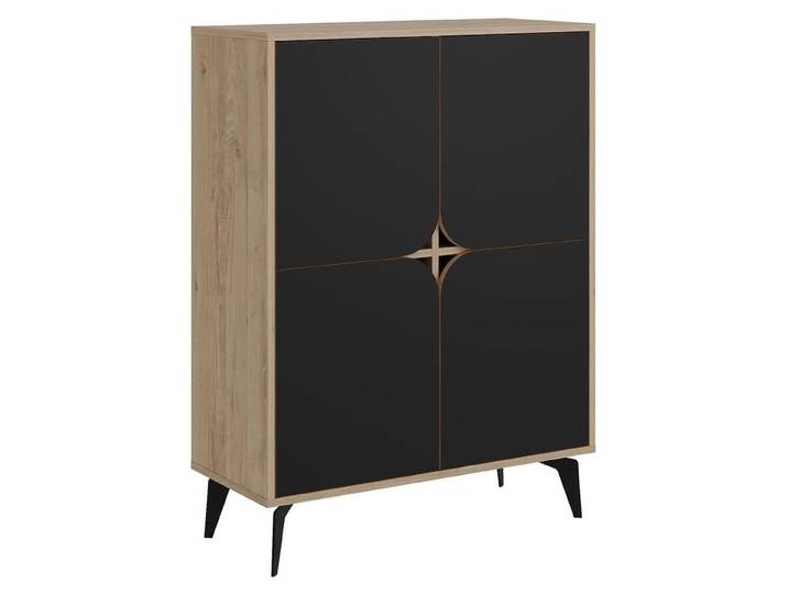 CALICOSY - Buffet haut 4 portes avec pieds en métal L90 cm - FLORA