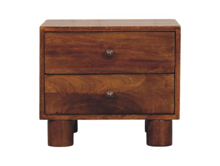 Artisan Furniture Nachttisch mit Kastanien-Finish, 2 Schubladen, dunkelbraun., Dunkelbraun, Holz, Echtholz,Mangoholz, Quadratisch, 45x39x35 cm, Schlafzimmer, Nachttische