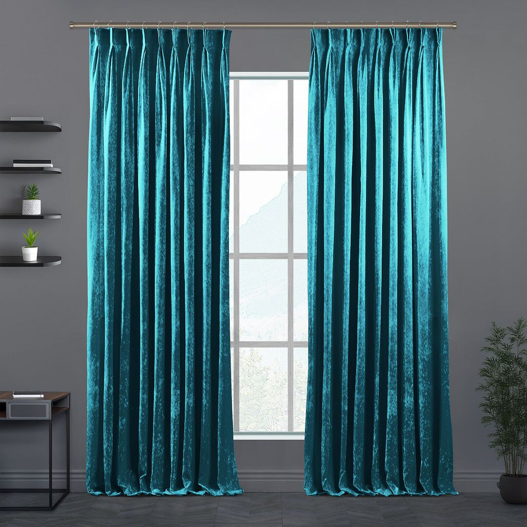 Lilijan Home & Curtain Velvet Single Curtain Panel Azure 65cm Width x 265cm Drop