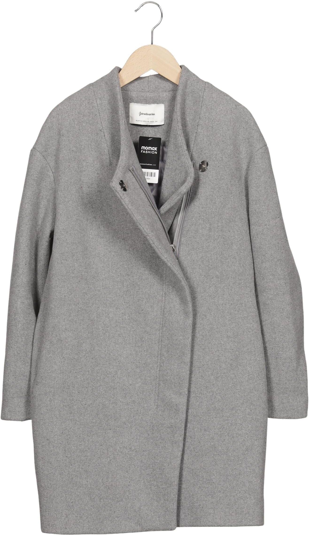 Stradivarius Damen Mantel, Grau, Gr. XS, Synthetik / Wolle - Second Hand