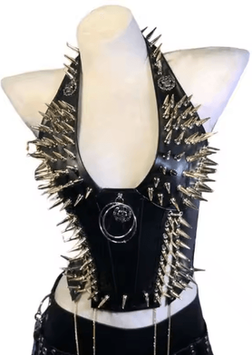 Inspire Picks Spiked Gothic Punk Tank Y2K Grunge PU Leather Alternative Top For Women gold Rivets 1 xxs(us 0)