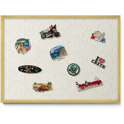 MAGNETTAFEL 70x50 cm Goldener Rahmen Lineare Regelmäßige Bögen