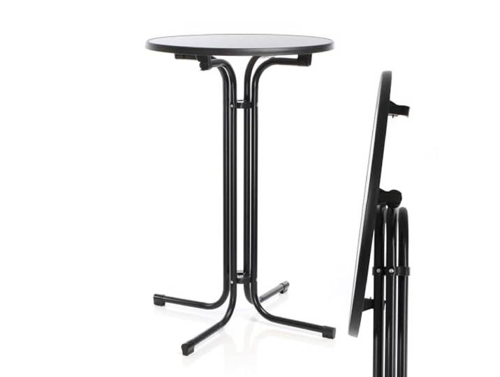 Toboli klappbarer Bistrotisch in Schwarz Ø80cm runder Stehtisch Indoor/Outdoor Klapptisch 110cm hoch