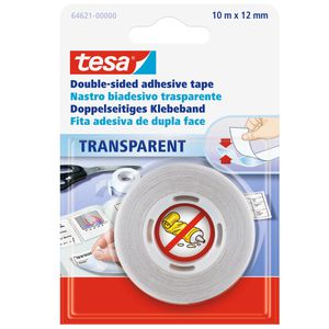 Tesa Doppelseitiges-Klebeband 64621, extra dünn, transparent, PP, 12mm x 10m