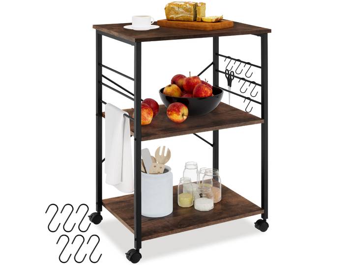 Chariot de service Rugby 65,5x45,5x88,5cm - Bois foncé industriel, rustique