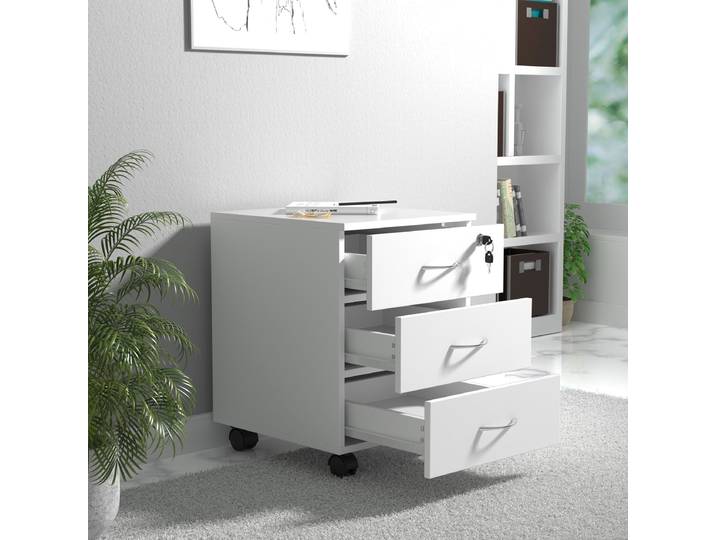 Rollcontainer Typ A 40 x 54 x 44cm Weiß/Weiß