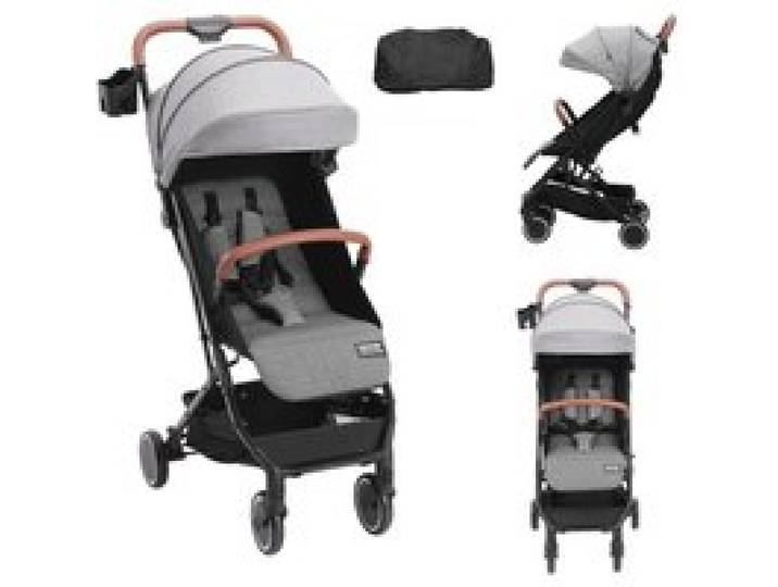VEVOR Poussette standard pour bébé, poussette pour tout-petit avec dossier réglable 95° à 175° repose-pieds réglable 0/90° pliable en un clic porte-gobelet sac de transport pour nouveau-né, gris foncé