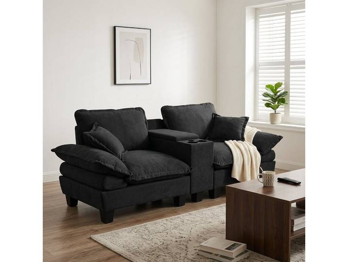 Odikalo 2-Sitzer Sofa Modular kombinierbar sofa, Doppelsofa aus Chenille in Segelbootform Couch für kleine Räume & Apartments
