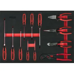 KS Tools Schraubendreher- und Zangen-Satz, 12-tlg in 1-1 Systemeinlage - 711.0013