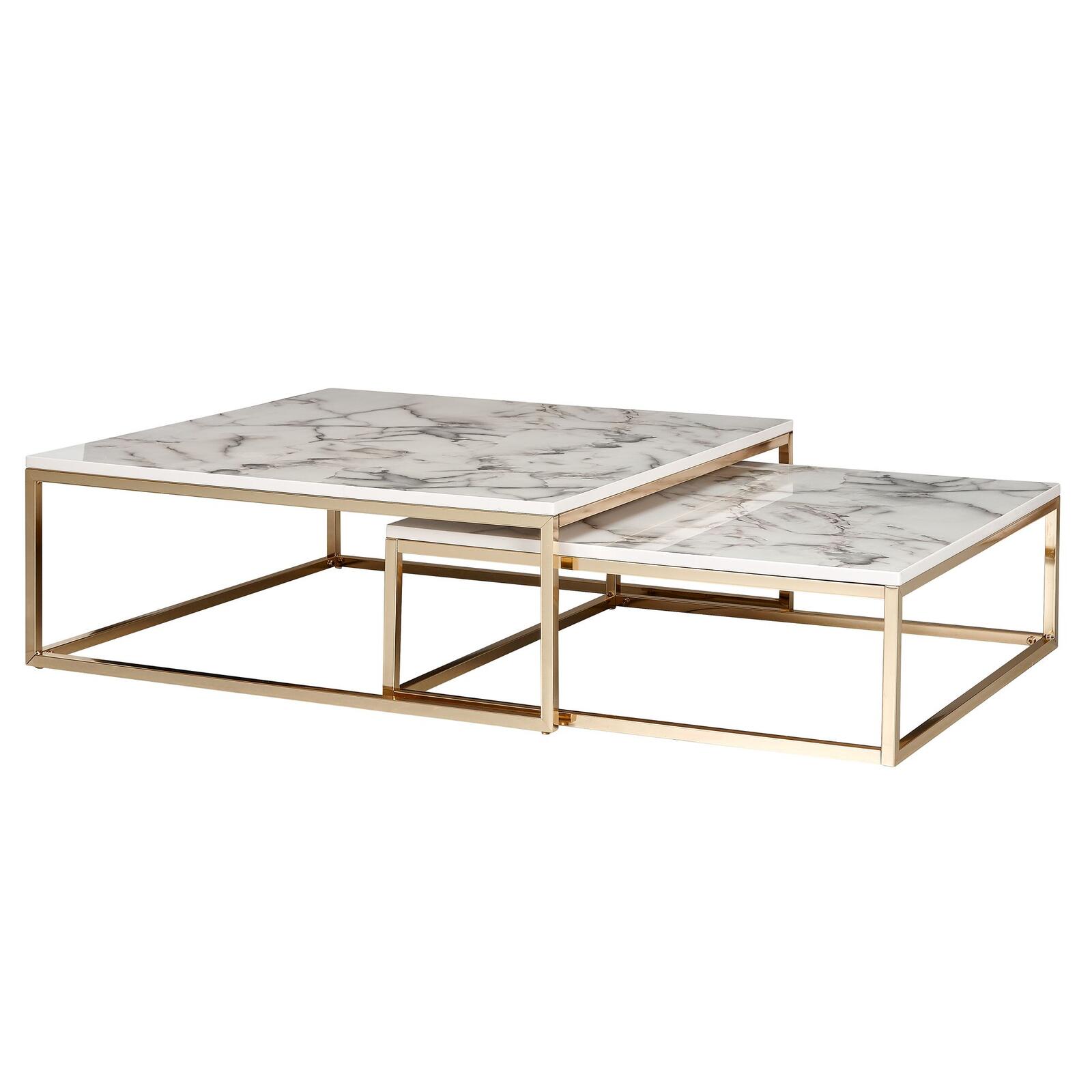 WOHNLING WL6.246 Design Couchtisch 2er Set Weiß 75 cm x 75 cm x 27 cm