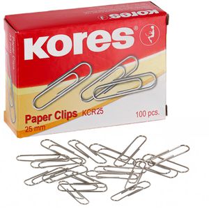 Kores Büroklammern 25mm, silber, vernickelt, 100 Stück