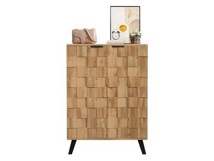 SOFTWEARY SideboardMehrzweckschrank mit Türen, Küchenschrank, Aufbewahrungsschrank (holzfarbe, 80,5/35/109,5 cm)