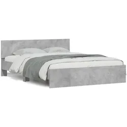 vidaXL Bettgestell mit Kopfteil Betongrau 150x200 cm