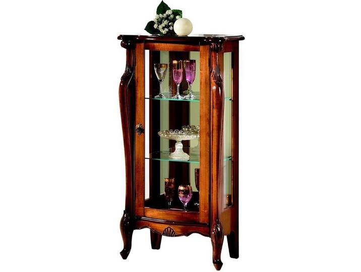 Xlmoebel Vitrine Luxuriöse Holzvitrine im Barockstil mit eleganten Verzierungen (1-St., Vitrine-5454) Hergestellt in Italy