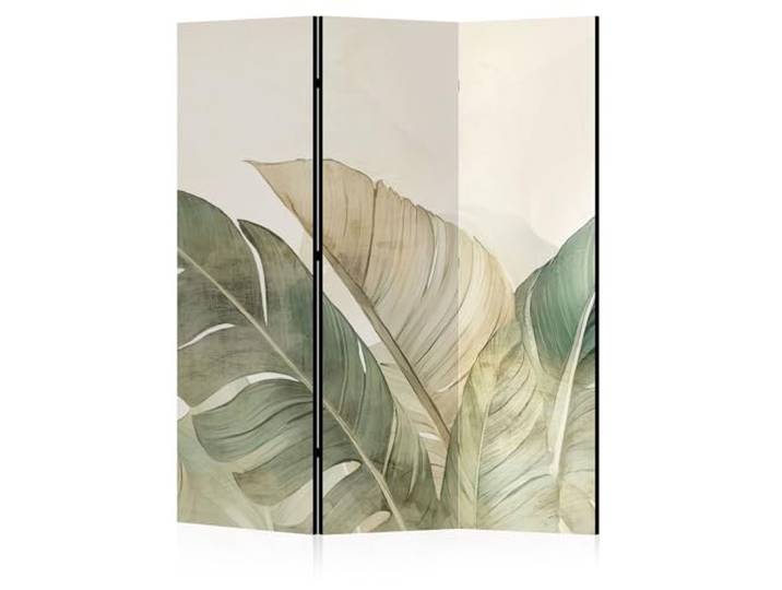 LUMASOUL Paravent Raumteiler Innen einseitig bedruckt 135x172 cm Natur 3 teilig Dekorativ, Shoji-Stil, faltbar, freistehend, als Sichtschutz für Wohnräume tropische Blätter