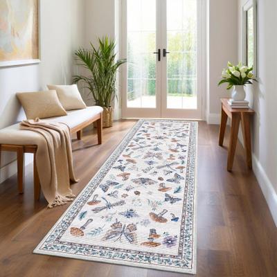 Garvee Farmhouse Washable Mushroom Insect Area Rug