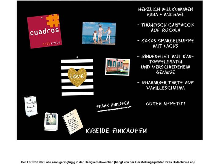 Magnetfolie QUEENCE Magnetische Tafelfolie , schwarz, B:75cm H:0,1cm L:100cm, Vinyl, Dekorationsfolien, Magnetfolie, Tafel-Wandtafelfolie-Magnetfolie, selbstklebend, Kreide+Neodym-Magnete