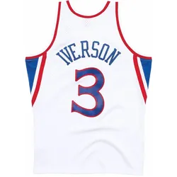 Mitchell & Ness, Herren, Sportshirt, Swingman Jersey Philadelphia 76Ers Allen Iverson 9697 (L), Weiss, L