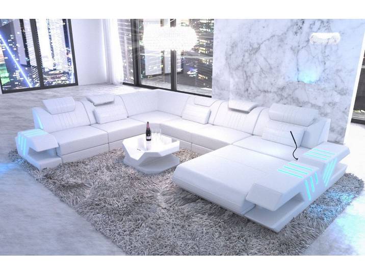 XXL Wohnlandschaft Mega Venedig U-Form aus Leder