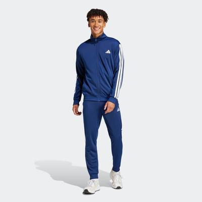 Trainingsanzug ADIDAS SPORTSWEAR "DAYREADY", Herren, Gr. XXL, blau (dunkelblau), Interlock, Obermaterial: 100% Polyester, Sportanzüge Trainingsanzug, für Laufen und sportliche Aktivitäten, zweiteiliges Set