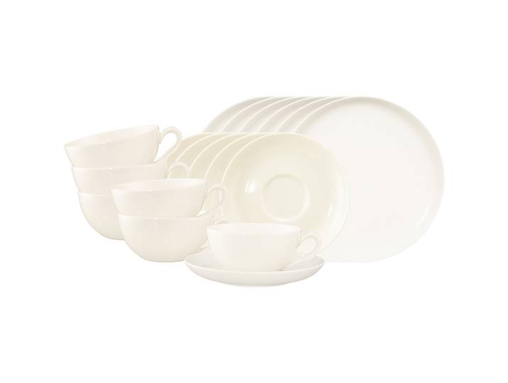Geschirr-Set SELTMANN WEIDEN Tee-Set Savona Fine Diamond 18er Set creme , beige (creme), 18, Porzellan, Geschirr-Sets, Geschirr-Set, Spülmaschinenfest, Mikrowellensicher, Ofenfest