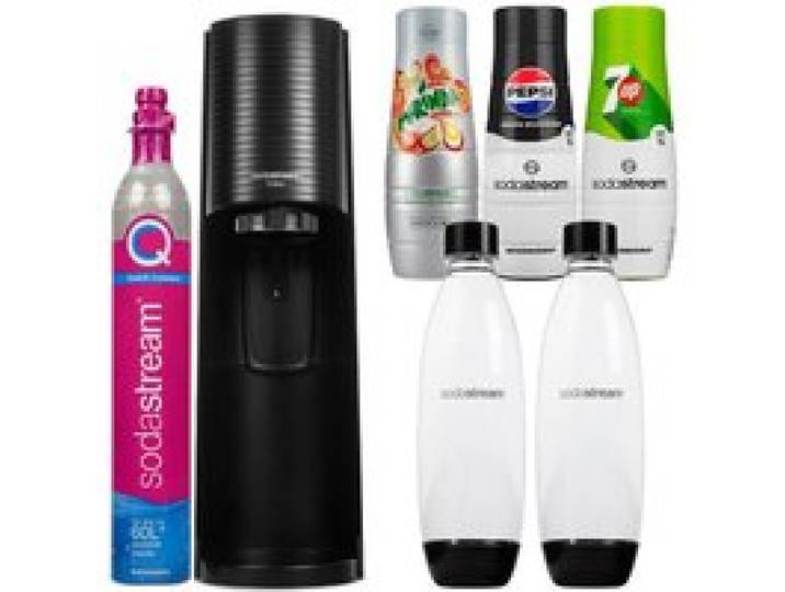 Saturateur eau gazeuse - Sodastream - Terra Noir - 2 bouteilles 1L - 3 sirops Pepsi Mirinda 7UP